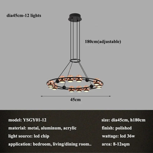 lustre led créatif italien en forme de haricot pour décoration intérieure
