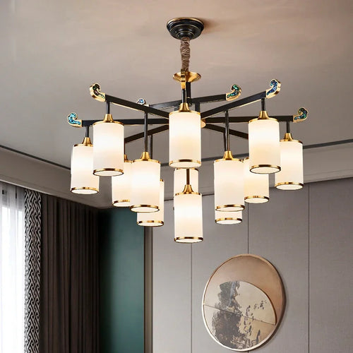 lustre en cuivre design style chinois pour éclairage moderne - vue 2 sur 12