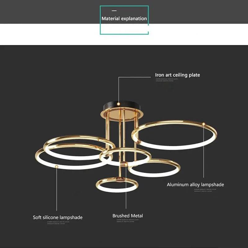 Plafonnier LED noir doré - vue 6 sur 14