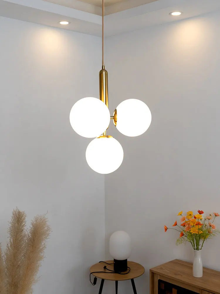 suspension cuivre câble doré ampoule g9 lustre - vue 5 sur 9