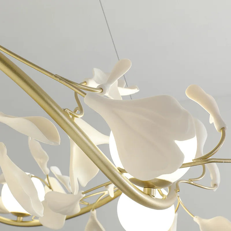 SANDYHA Moderne Fleur Branche Lustre Surround Boule De Verre Anneau Suspension Lumière Led pour Salon Salle À Manger Chambre Lustre Salon - vue 5 sur 8