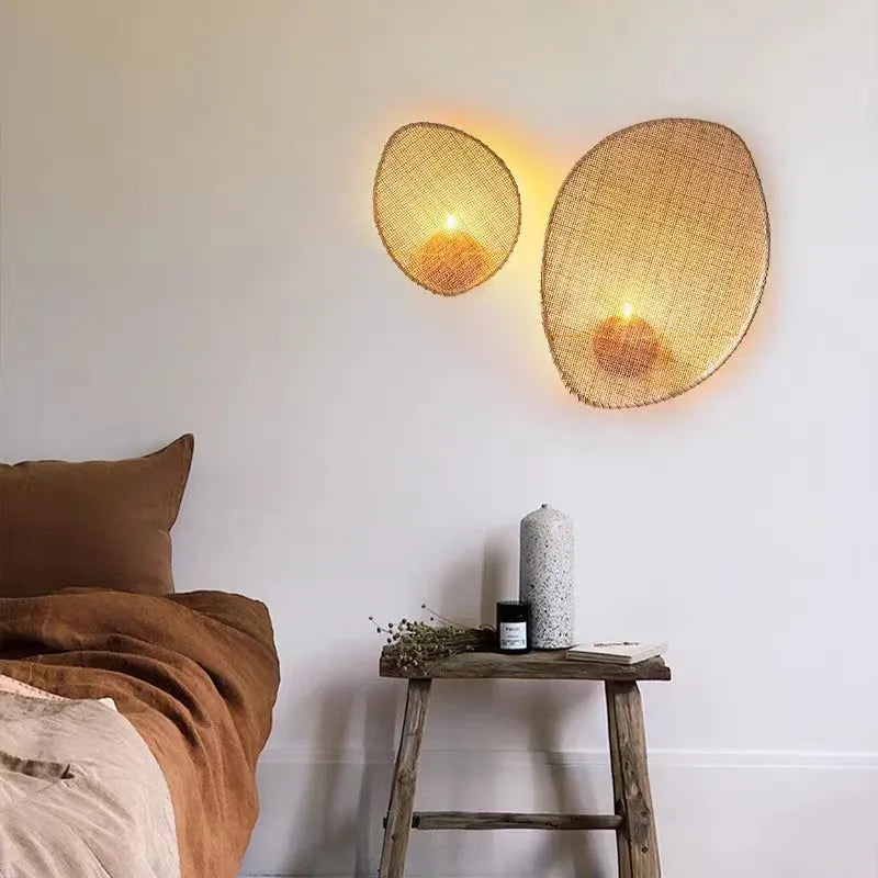 applique murale wabi sabi en rotin tissé pour décoration japonaise - vue 3 sur 15