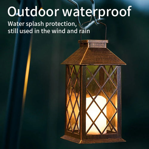 Lampe LED solaire européenne rétro électronique bougie lanterne crépuscule à l'aube lampe décorative solaire pour intérieur extérieur jardin terrasse - vue 6 sur 9
