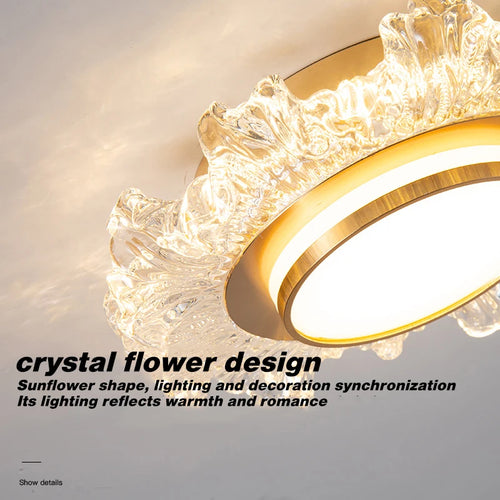 lustre moderne led en verre cristal pour décoration maison - vue 5 sur 10