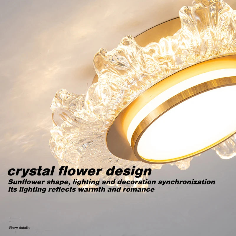 lustre moderne led en verre cristal pour décoration maison - vue 5 sur 10