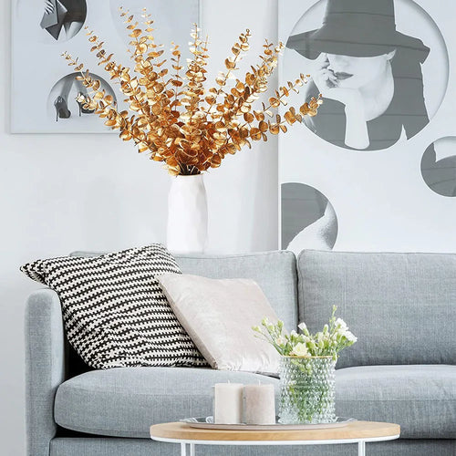 lot de 5 branches d eucalyptus artificielles pour décoration florale - vue 6 sur 12