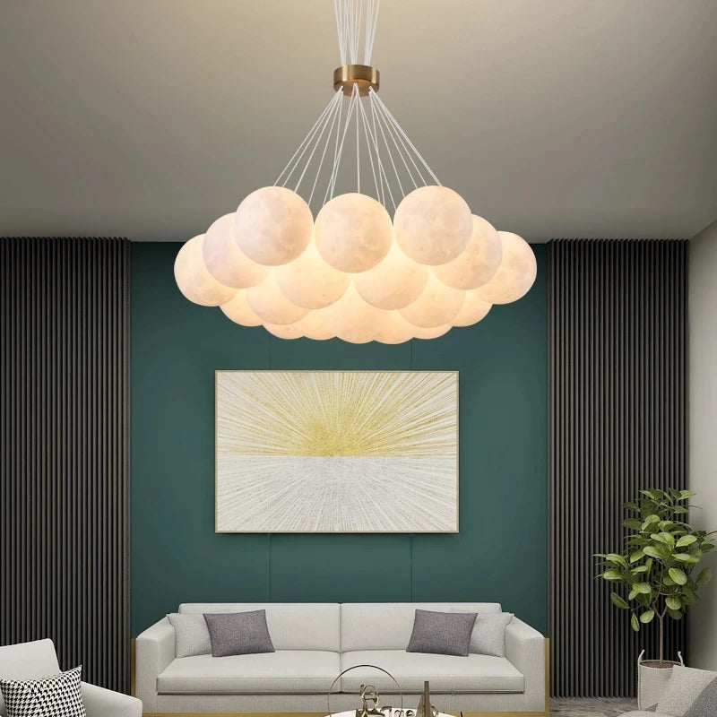lustre nordique boule de verre planète lune imprimé en 3d éclairage créatif - vue 3 sur 12