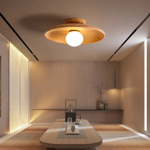 Plafonnier nordique plafonnier rond en bois pour vestiaire chambre salle d'étude couloir enfant maison intérieur éclairage de haute qualité - vue 3 sur 10