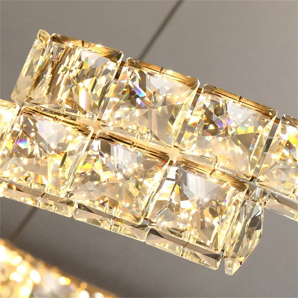 lustre led en cristal design luxe pour décoration intérieure - vue 6 sur 14