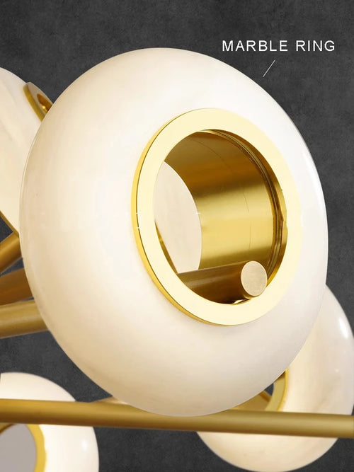 lustre de luxe en marbre à anneaux multiples pour décoration - vue 5 sur 11