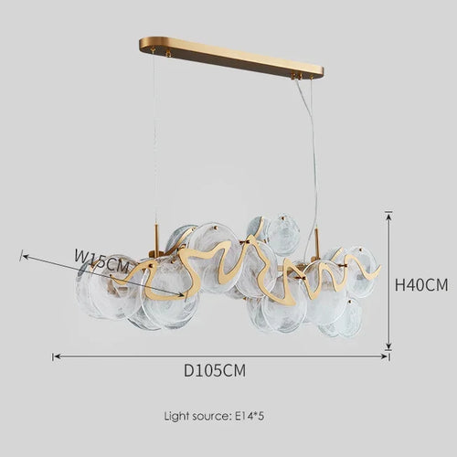 lustre post-moderne en verre simple pour salon luxueux