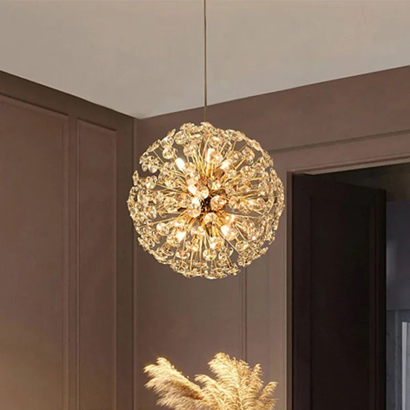 lustre led suspendu en cristal design moderne décoratif luxe 2024 - vue 4 sur 12