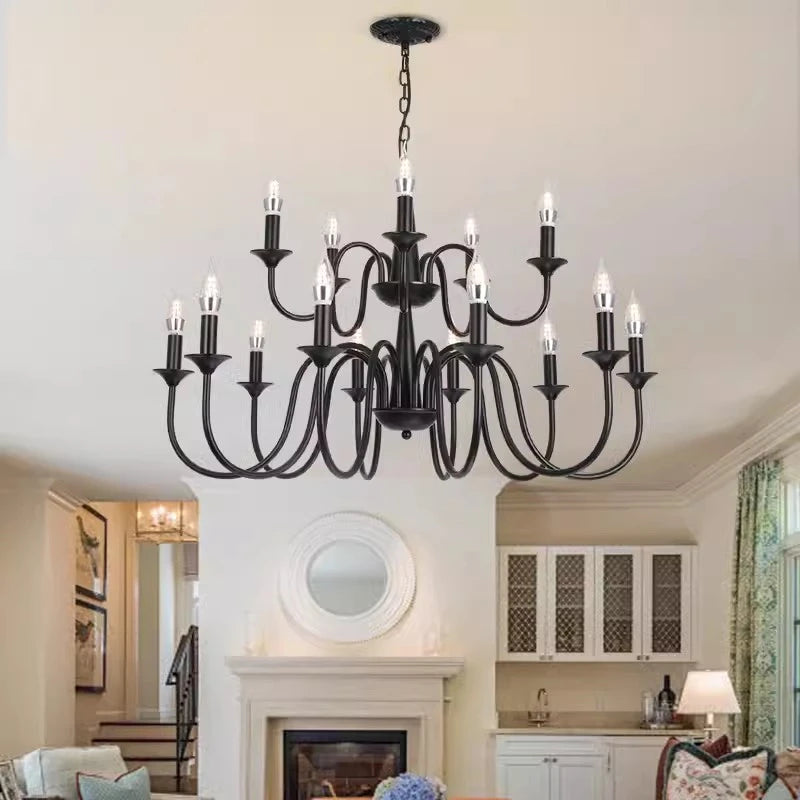 lustre rustique classique en fer pour décoration intérieure - vue 4 sur 10