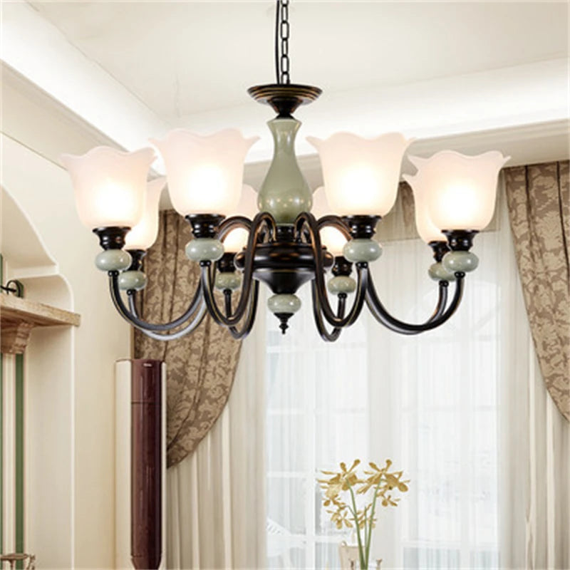 lustre en céramique vintage style américain éclairage intérieur classique - vue 3 sur 12