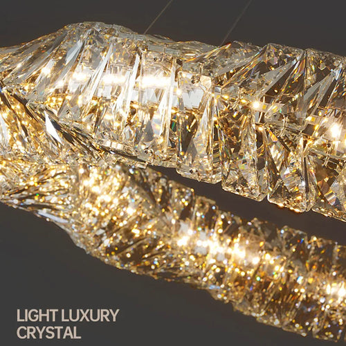 lustre Or Dimmable anneau lumière intérieur maison chambre salle à manger salon plafond moderne luxe cristal LED - vue 5 sur 26