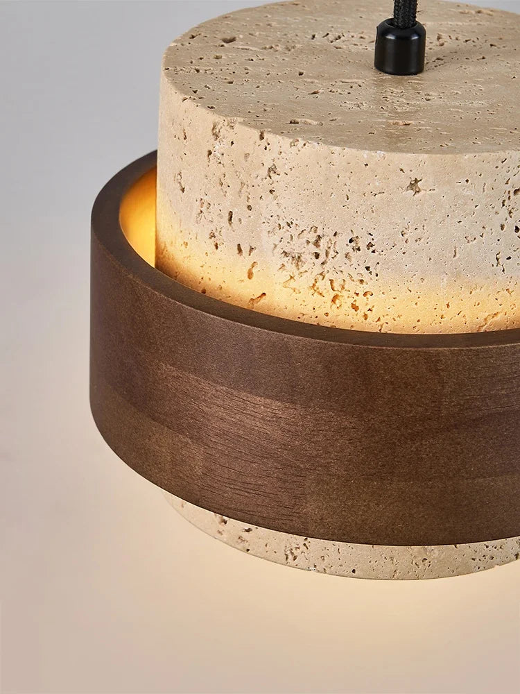 suspension en bois noyer avec lumière rétro pour bar restaurant - vue 4 sur 6