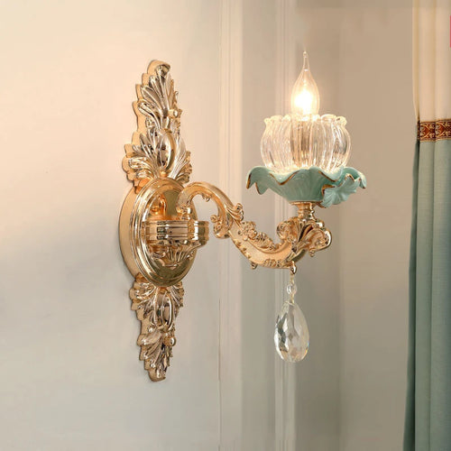 lustre de luxe moderne style européen rétro en cristal et céramique - vue 5 sur 13