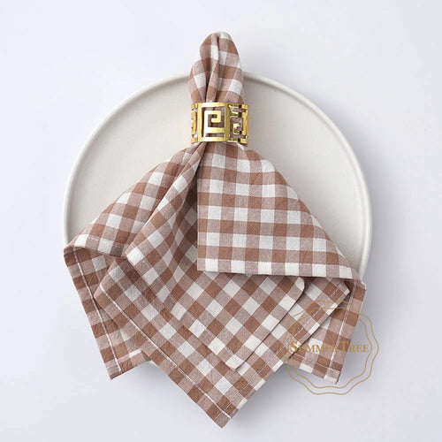 Serviette de table coton motif vichy carreaux style - vue 7 sur 7