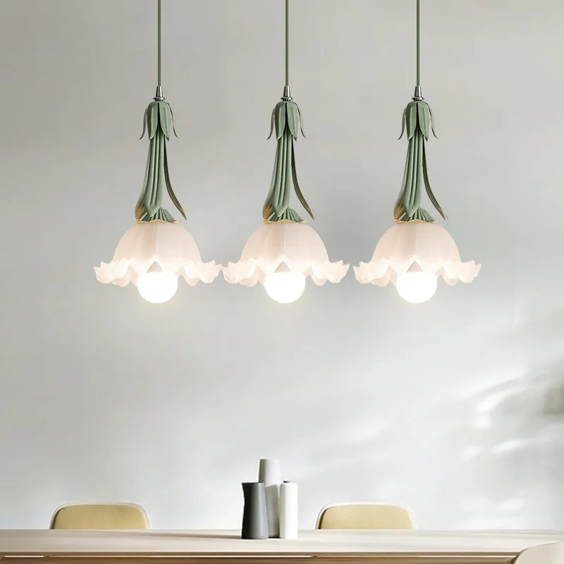 lustre en verre style français avec fleurs décoratives pour intérieur - vue 4 sur 10
