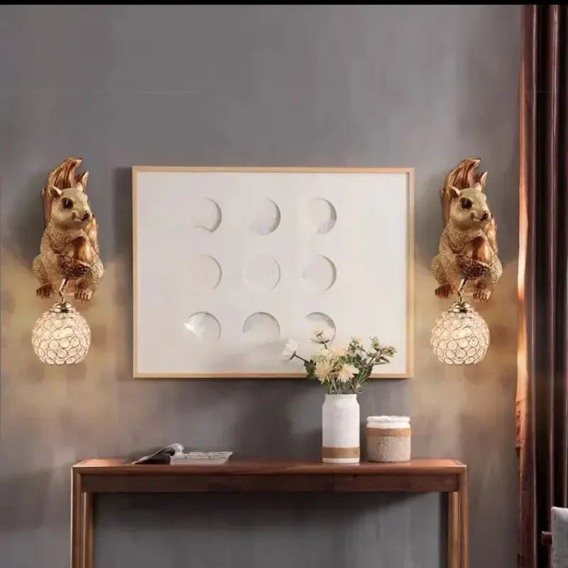 applique murale rétro écureuil style européen pour décoration intérieure - vue 8 sur 8