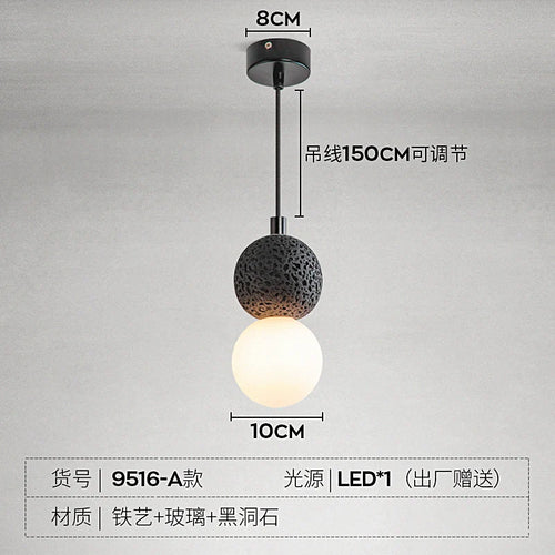 lampe suspendue moderne en pierre à trou noir idéale pour bar ou studio
