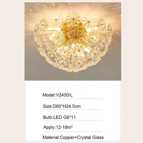 plafonnier en verre cristal luxe design nordique pour intérieur moderne - vue 9 sur 9