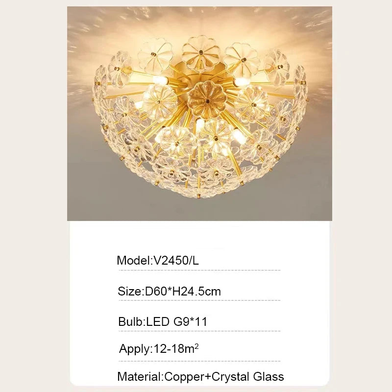 plafonnier en verre cristal luxe design nordique pour intérieur moderne - vue 8 sur 9