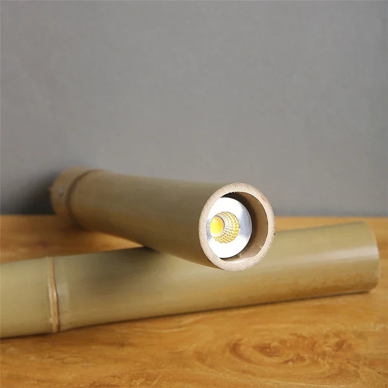 suspension en bambou style minimaliste chinois led - vue 6 sur 7