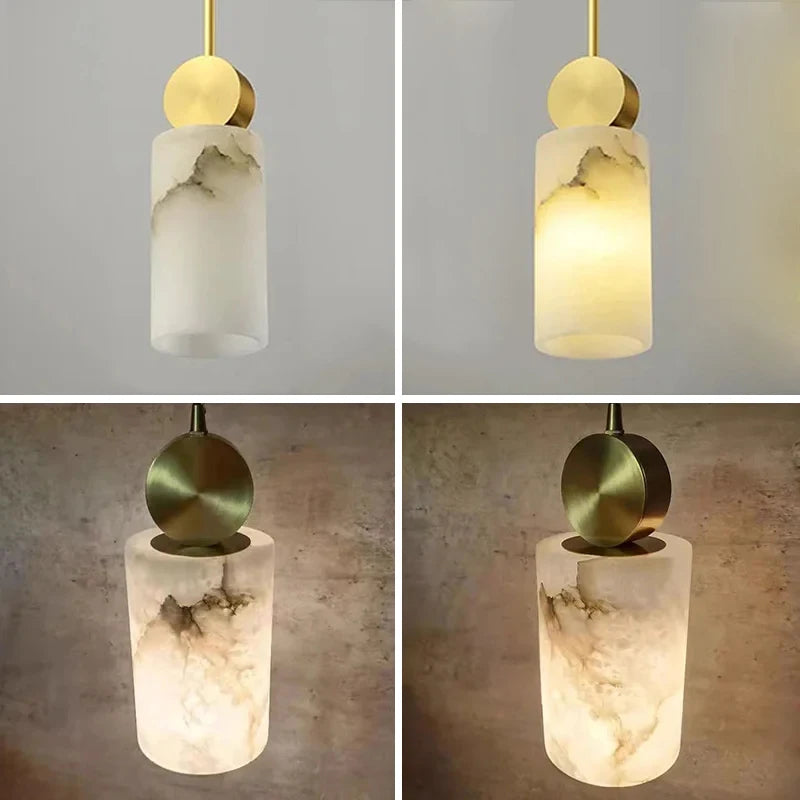Suspension nordique en marbre et cuivre avec lumières led - vue 4 sur 10
