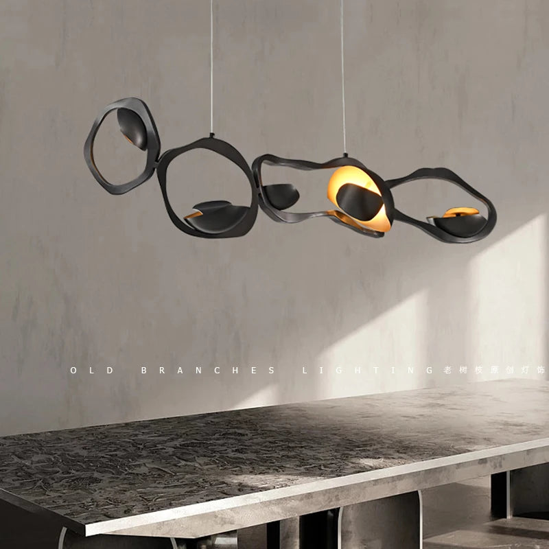 Lustre design nordique Restaurant salle à manger lampe d'ambiance décorative noir en acier inoxydable lustres haut de gamme 2023