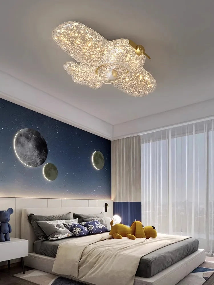 BOSSEN Scandinavian Dining Room Ceiling Pendant Light for Bedroom, Living Room Room Decoration, Gold Foil Resin Lamps and Light - vue 2 sur 15