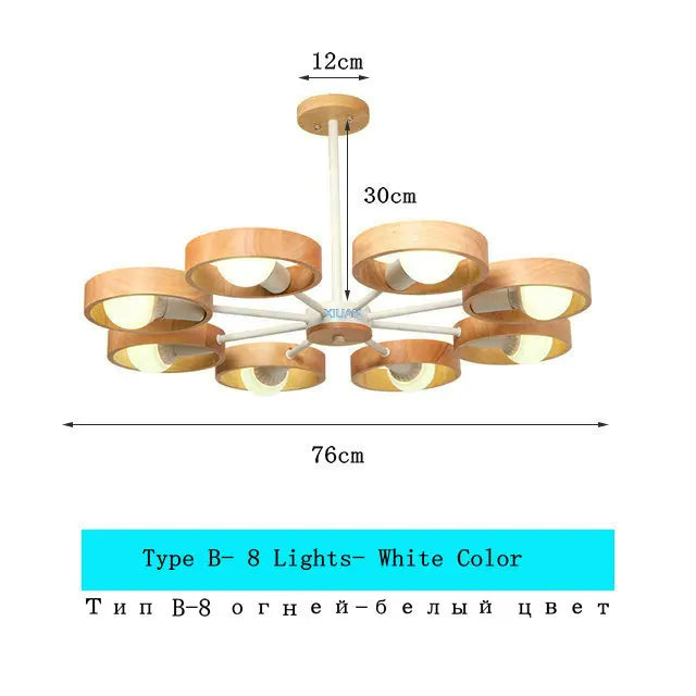 lustre scandinave minimaliste rotation 360 degrés luminaires suspendus bois créatifs - vue 19 sur 22