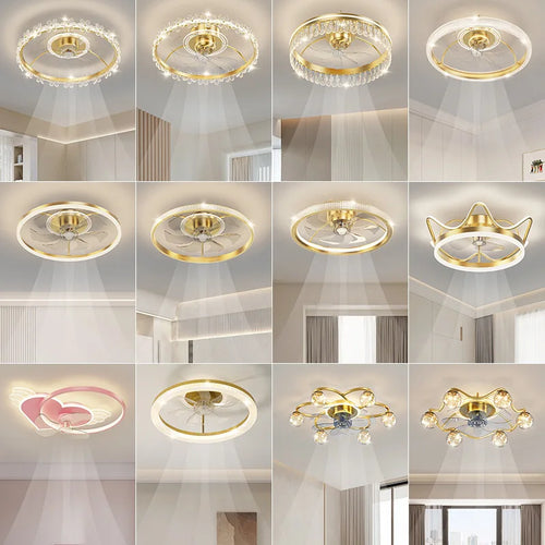 plafonnier led moderne avec ventilateur éclairage silencieux intelligent - vue 4 sur 15