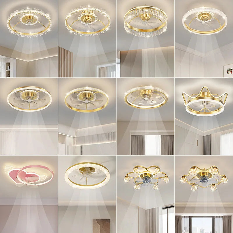 plafonnier led moderne avec ventilateur éclairage silencieux intelligent - vue 4 sur 15