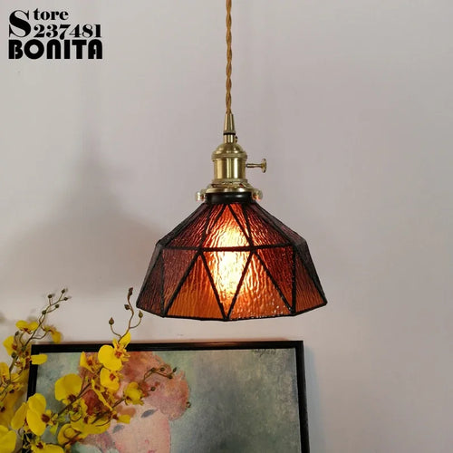 suspension en verre pur avec design ondulé en cuivre - vue 5 sur 9