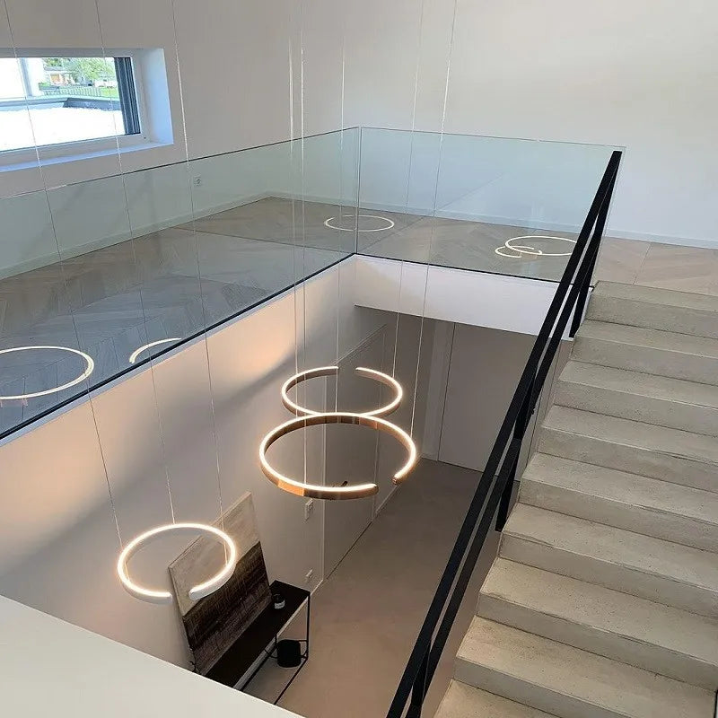 lustre moderne en acier inoxydable en forme de c pour restaurant - vue 5 sur 10