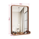miroir en bois massif avec éclairage led et fixation murale