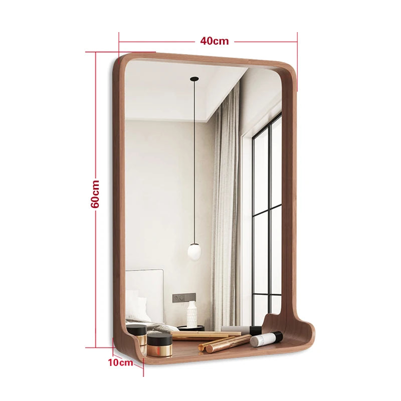 miroir en bois massif avec éclairage led et fixation murale - vue 25 sur 29