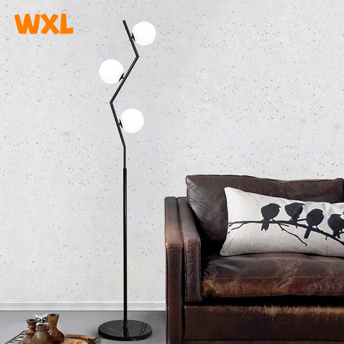 lampadaire led moderne en fer et verre nordique pour décoration intérieure - vue 6 sur 8