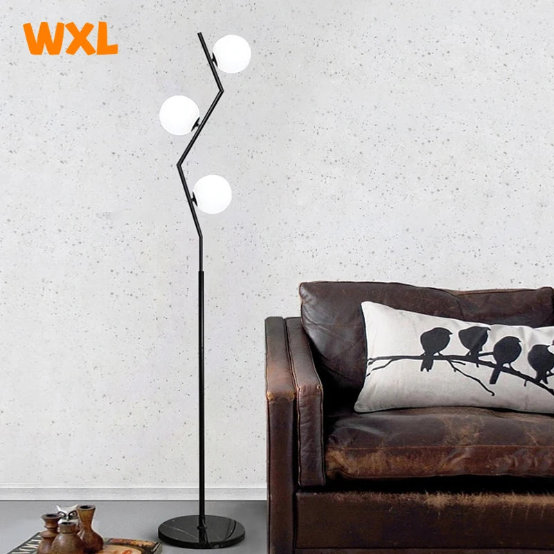 lampadaire led moderne en fer et verre nordique pour décoration intérieure - vue 5 sur 8