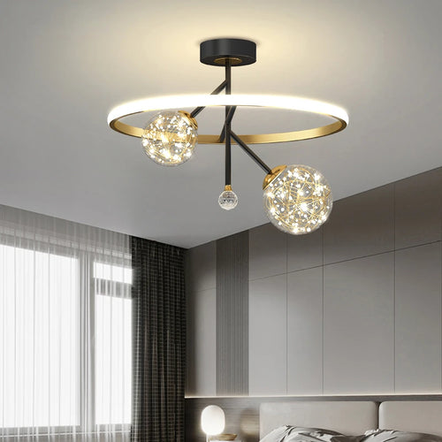 lustre led moderne simple boule nordique pour éclairage intérieur - vue 3 sur 16