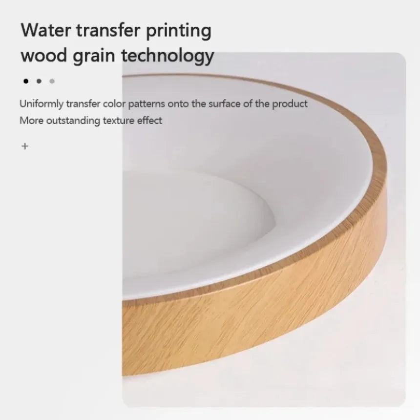 plafonnier led moderne circulaire grain de bois ultra-mince décoratif - vue 5 sur 8