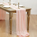 Chemin de table coton gaze vintage beige mariage