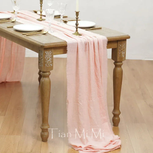 Chemin de table coton gaze style vintage mariage - vue 28 sur 29