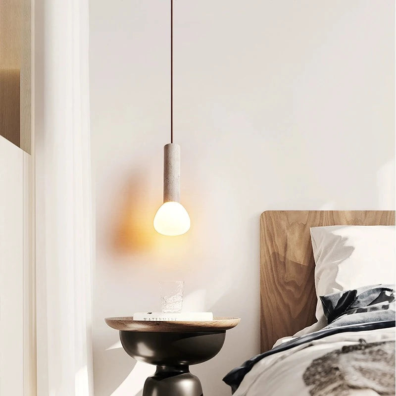 Suspension Style crème salon TV fond mur Led nordique chambre Table de chevet longue ligne petite - vue 3 sur 6