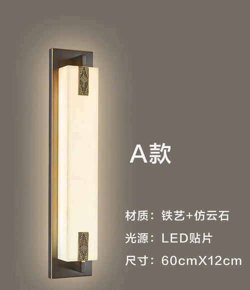 applique murale moderne en marbre chinois avec nœud et lumière led - vue 12 sur 11