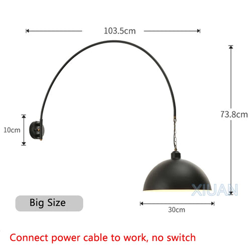 Long Pole Wall Lamps Industrial Vintage Living Room Wall Light Long Swing Arm Restaurant Dining Table Wall Mount Lights Black - vue 10 sur 14