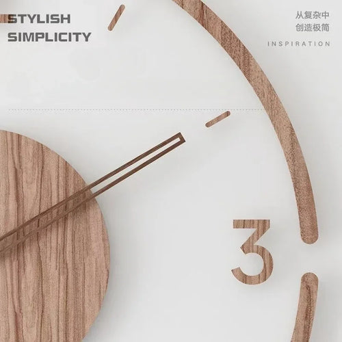 montre murale luxe en bois design moderne silencieuse quartz créative - vue 6 sur 11