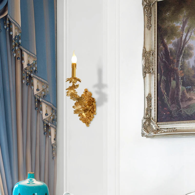 XUANZHAO Vintage français pleine cuivre applique hôtel Club Villa allée bougie lampe intérieure chambre cuivre lampe de chevet - vue 3 sur 7
