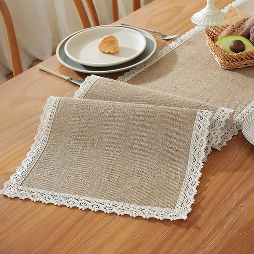 Chemin de table macramé rustique beige style bohème - vue 3 sur 7